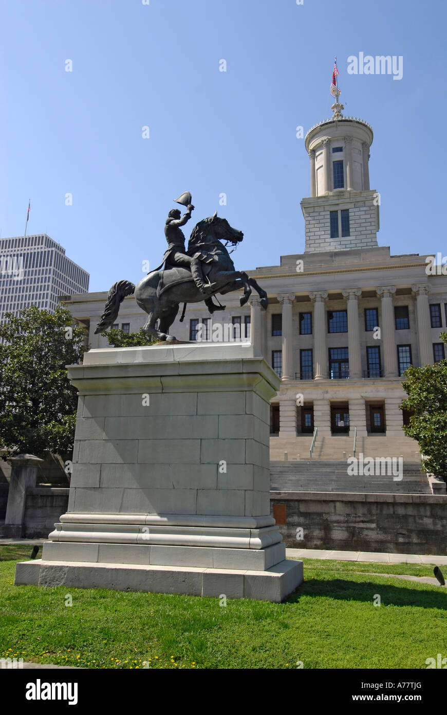 Statue of Andrew Jackson at State Capitol and Surrounding Statues and
