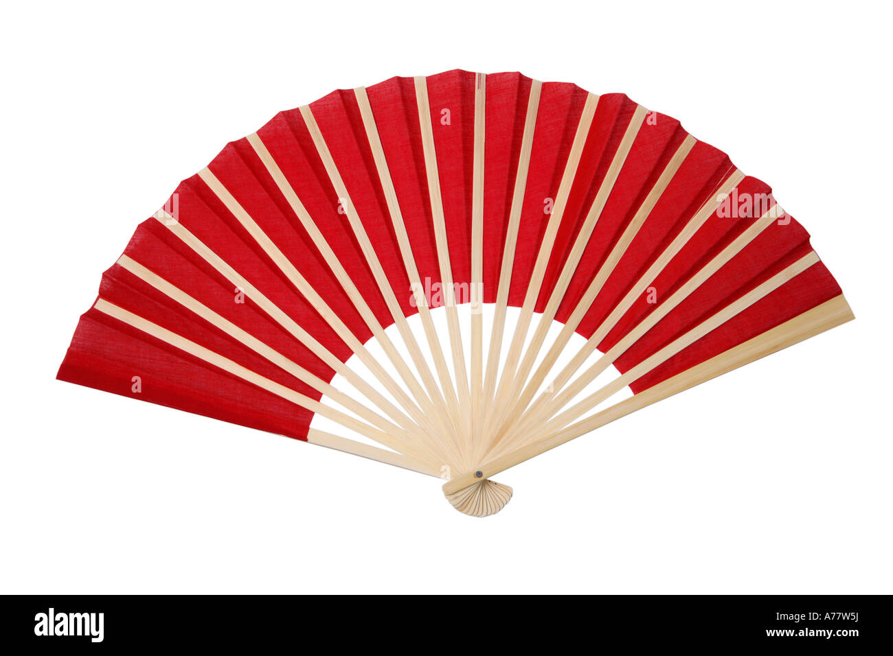 Red Asian fan cut out on white background Stock Photo