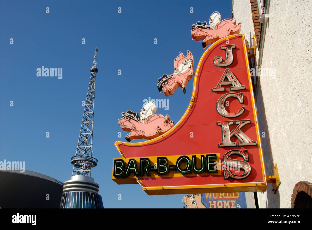 Signs and Markers along Broadway Street in Nashville Tennessee TN Tenn