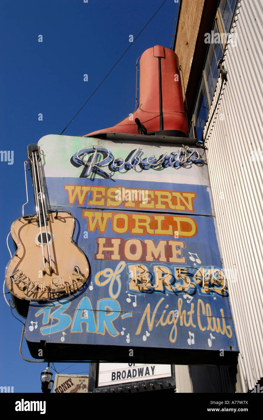 Signs and Markers along Broadway Street in Nashville Tennessee TN Tenn