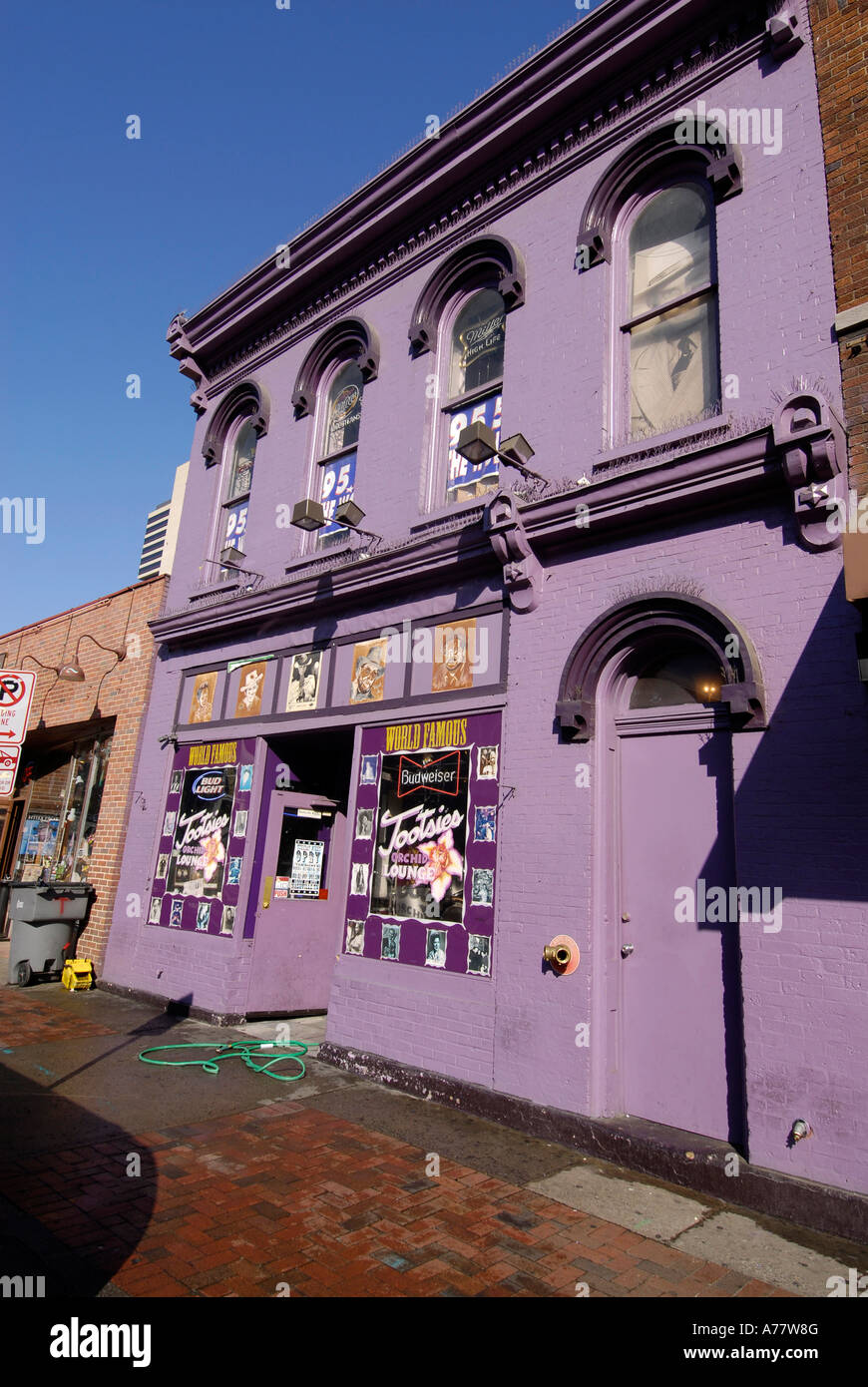 Tootsies famous bar with Signs and Markers along Broadway Street in