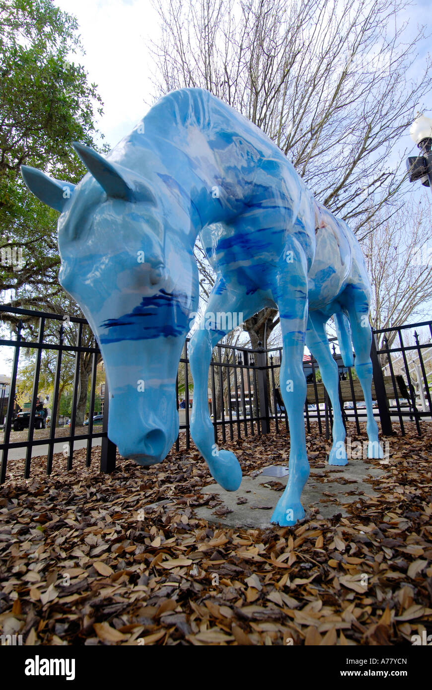 Horse statue display honors the horse farming country surrounding Ocala