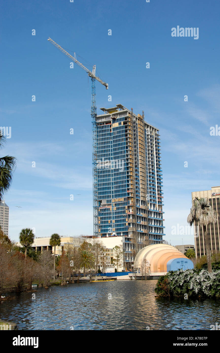 Changing Skyline in Downtown Orlando Florida Construction at Eola Lake ...