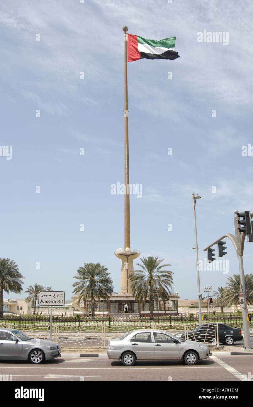 Emirates flag at Jumeirah Stock Photo
