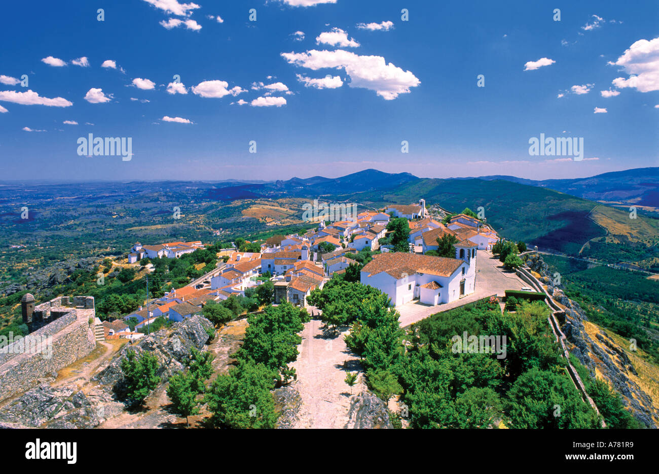 View of historical village of Marvao Alentejo Portugal Stock Photo