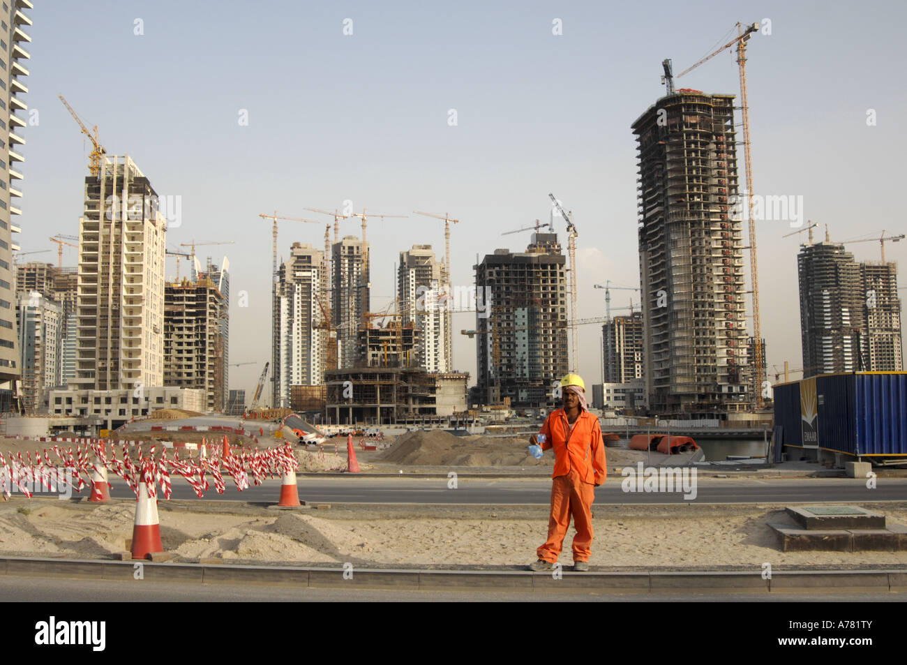 Construction worker Dubai Marinaarina Stock Photo Alamy