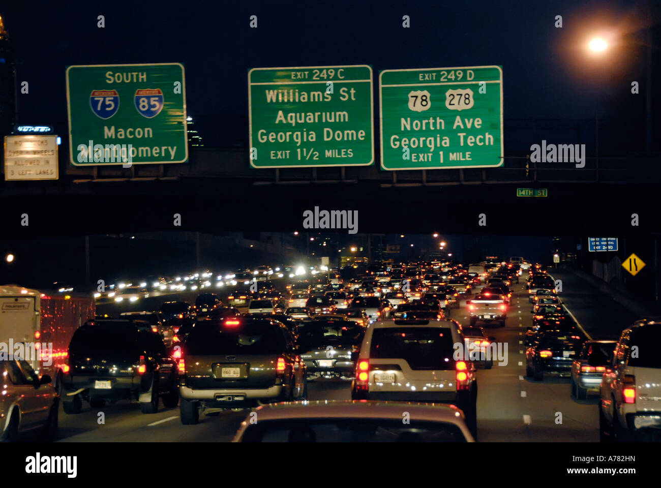 Rush hour traffic at night in Atlanta GA Stock Photo Alamy