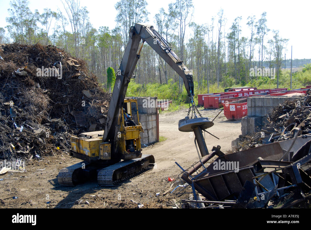 Electro is used in recycling scrap metal trash Stock Photo Alamy
