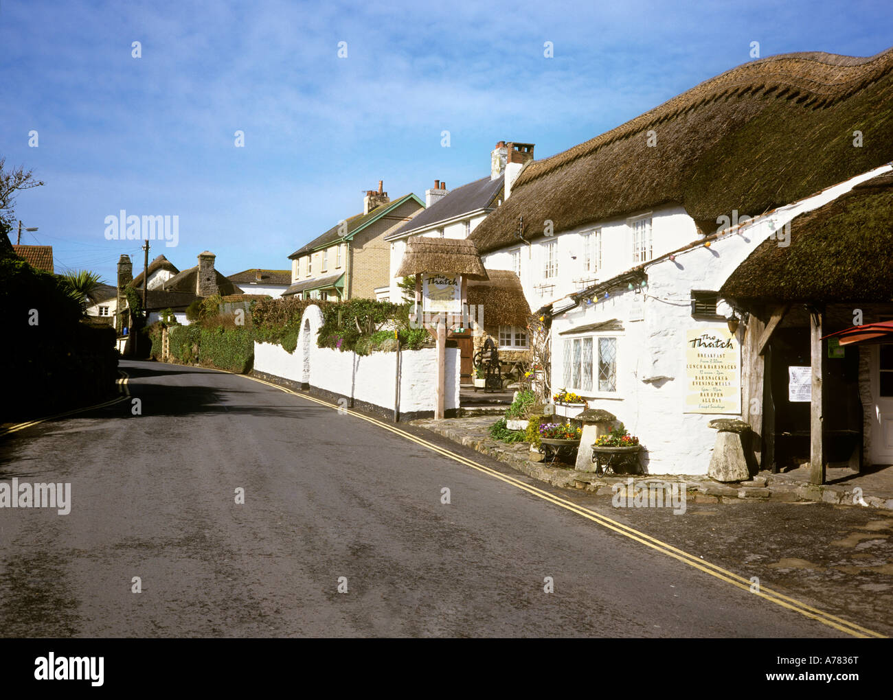 UK Devon Croyde village the Thatch roadside restaurant Stock Photo