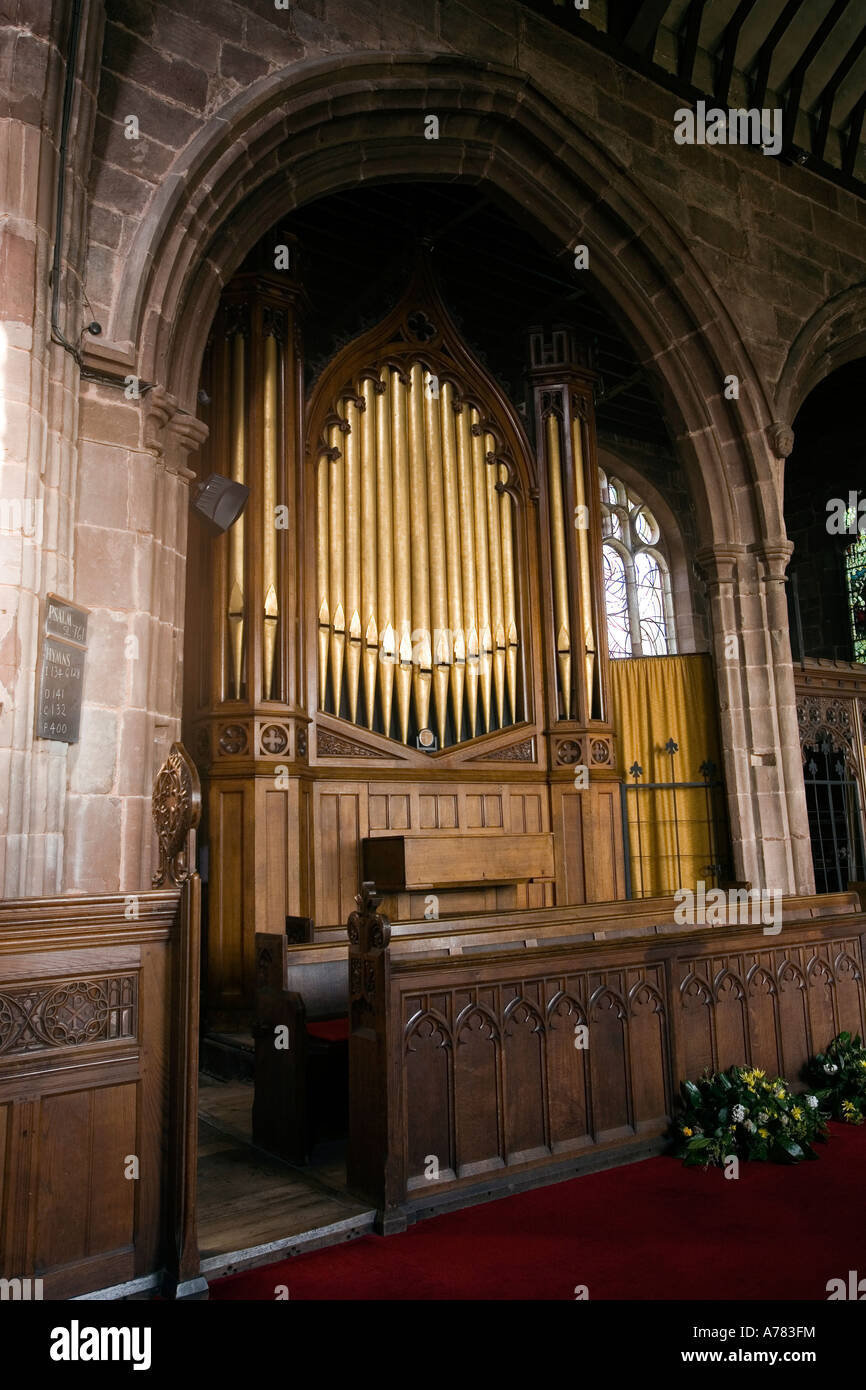 UK Cheshire Vale Royal Great Budworth St Marys Parish church the 1839 Renn Organ Stock Photo