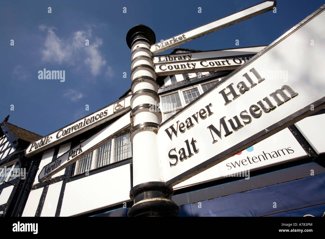 UK Cheshire Vale Royal Northwich town centre tourist information signpost Stock Photo