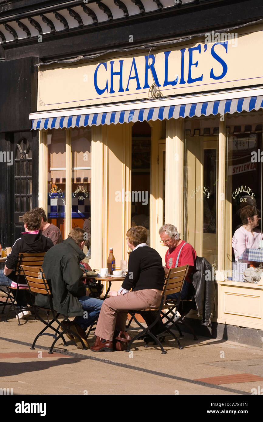 UK Cheshire Vale Royal Northwich Witton Street customers eating al ...