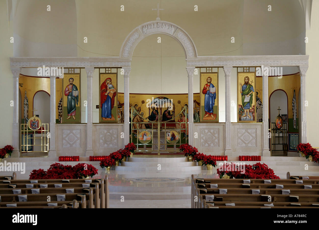 Greek orthodox Christian church Boca Raton Florida cathedral of the assumption pray heritage historical ancient people religion Stock Photo