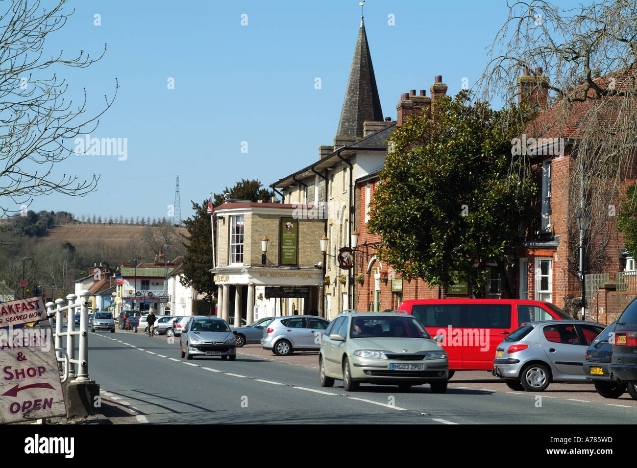 Stockbridge a small Hampshire town in the heart of the Test Valley  in southern England UK. The main street Stock Photo