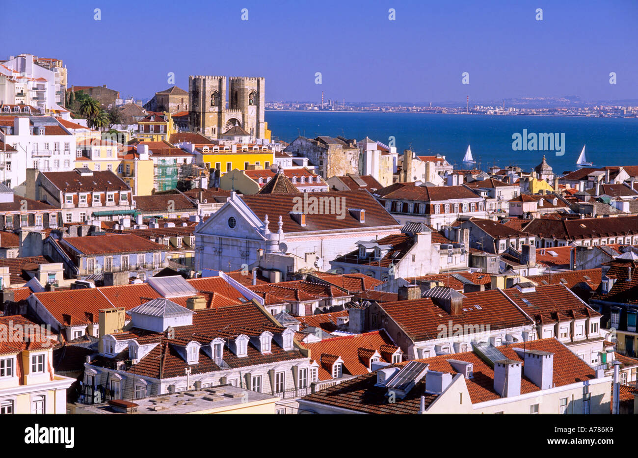 View to Lisbon from the elevator of Santa Justa Lisbon Portugal Europe Stock Photo