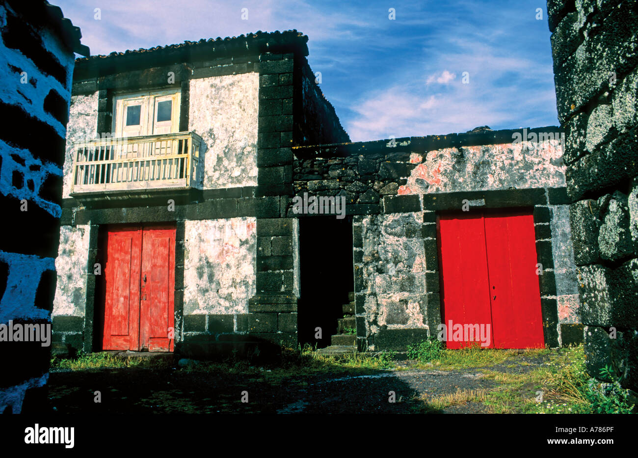 Traditional Black Houses, village Cachorro, Pico Island, Azores, Portugal Stock Photo Alamy