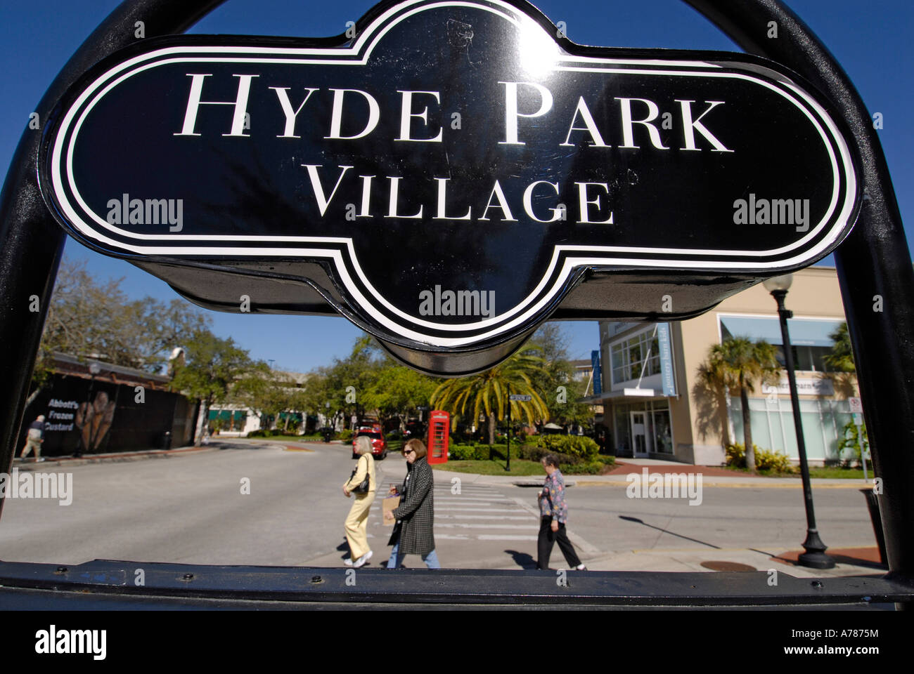Hyde Park is a quaint upscale shopping district section of the city of Tampa Florida FL Stock Photo