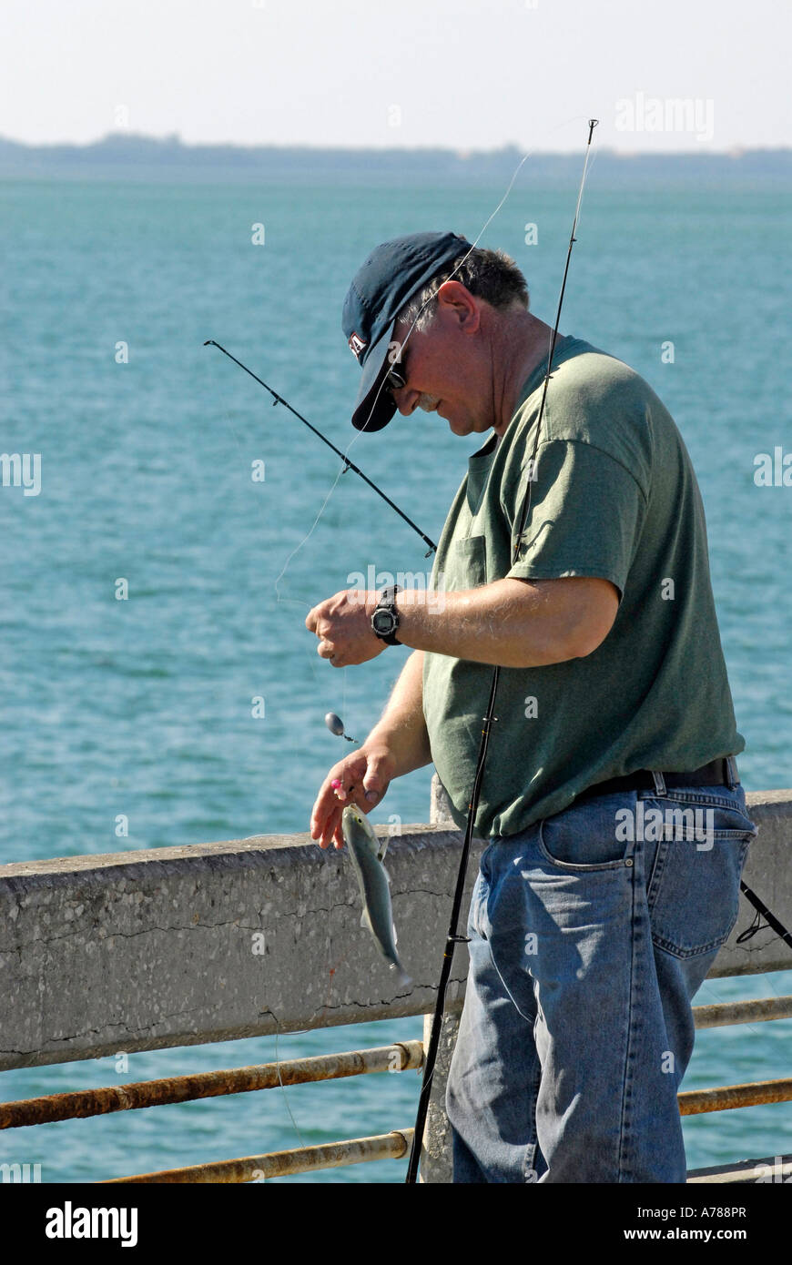 Fishing at Skyway Fishing Pier State Park at Sunshine Skyway Bridge in