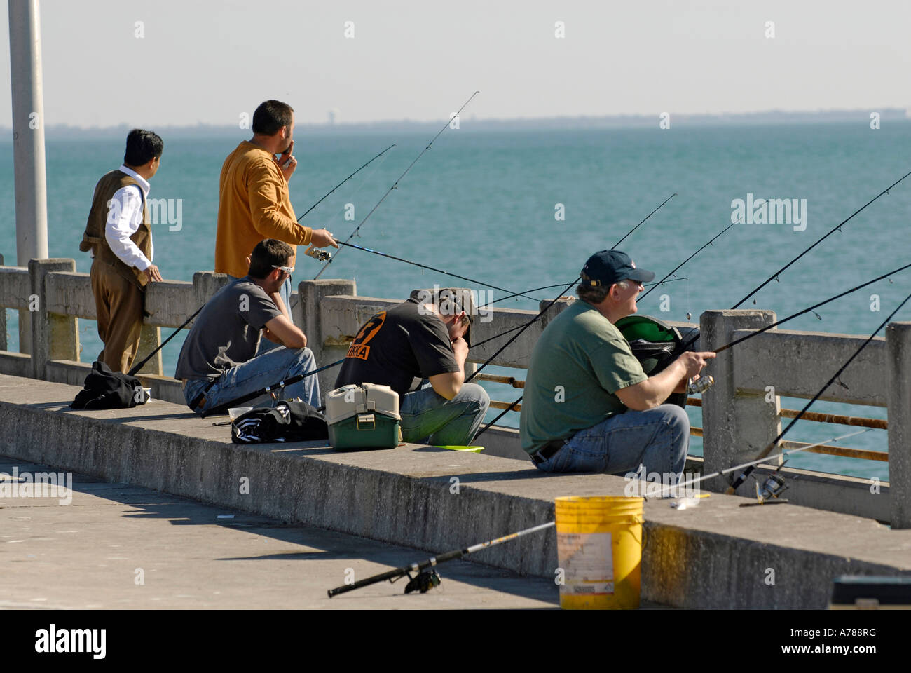 Fishing at Skyway Fishing Pier State Park at Sunshine Skyway Bridge in
