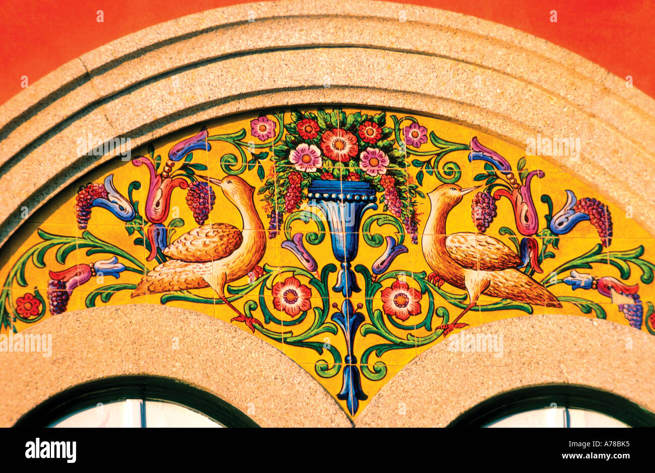 Architectonic Detail of typical house Art Nouveau Portugal Stock Photo