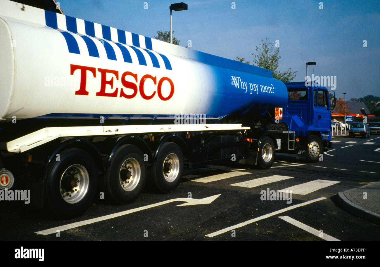 Tesco Petrol Tanker At Leatherhead Surrey England Stock Photo