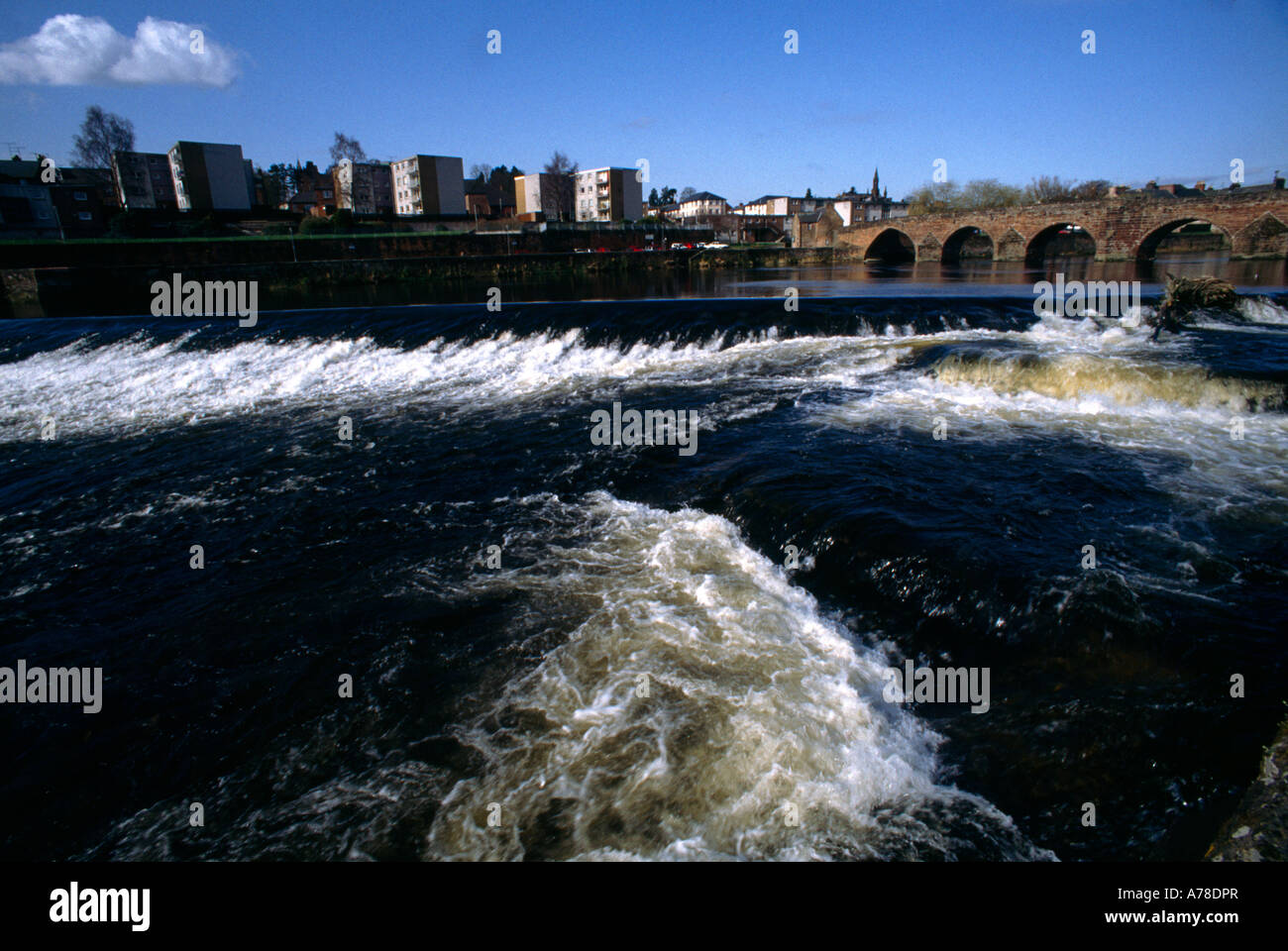River Nith in Flood Dumfries Scotland Stock Photo