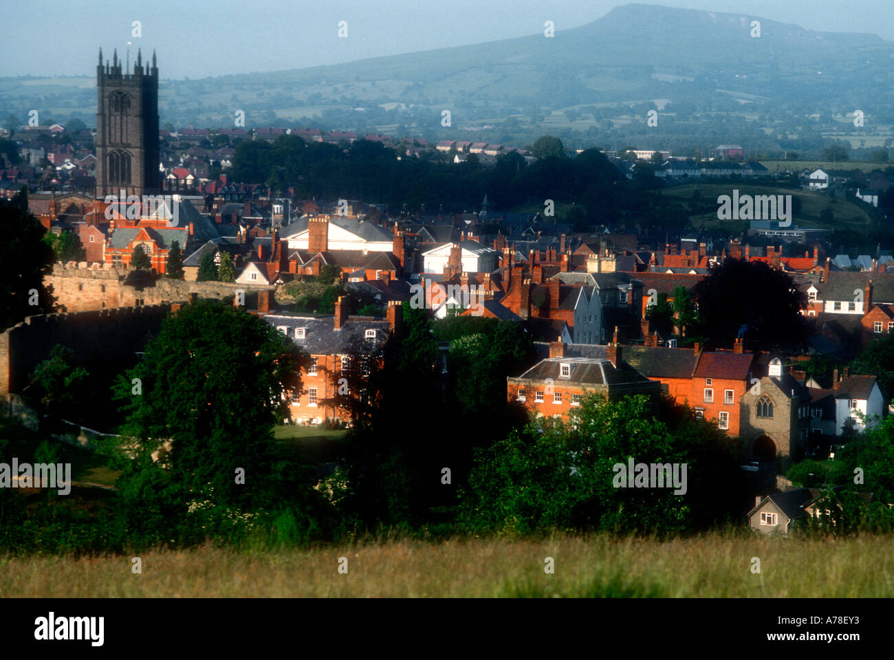 A view over the town of Ludlow in Shropshire England UK Stock Photo Alamy