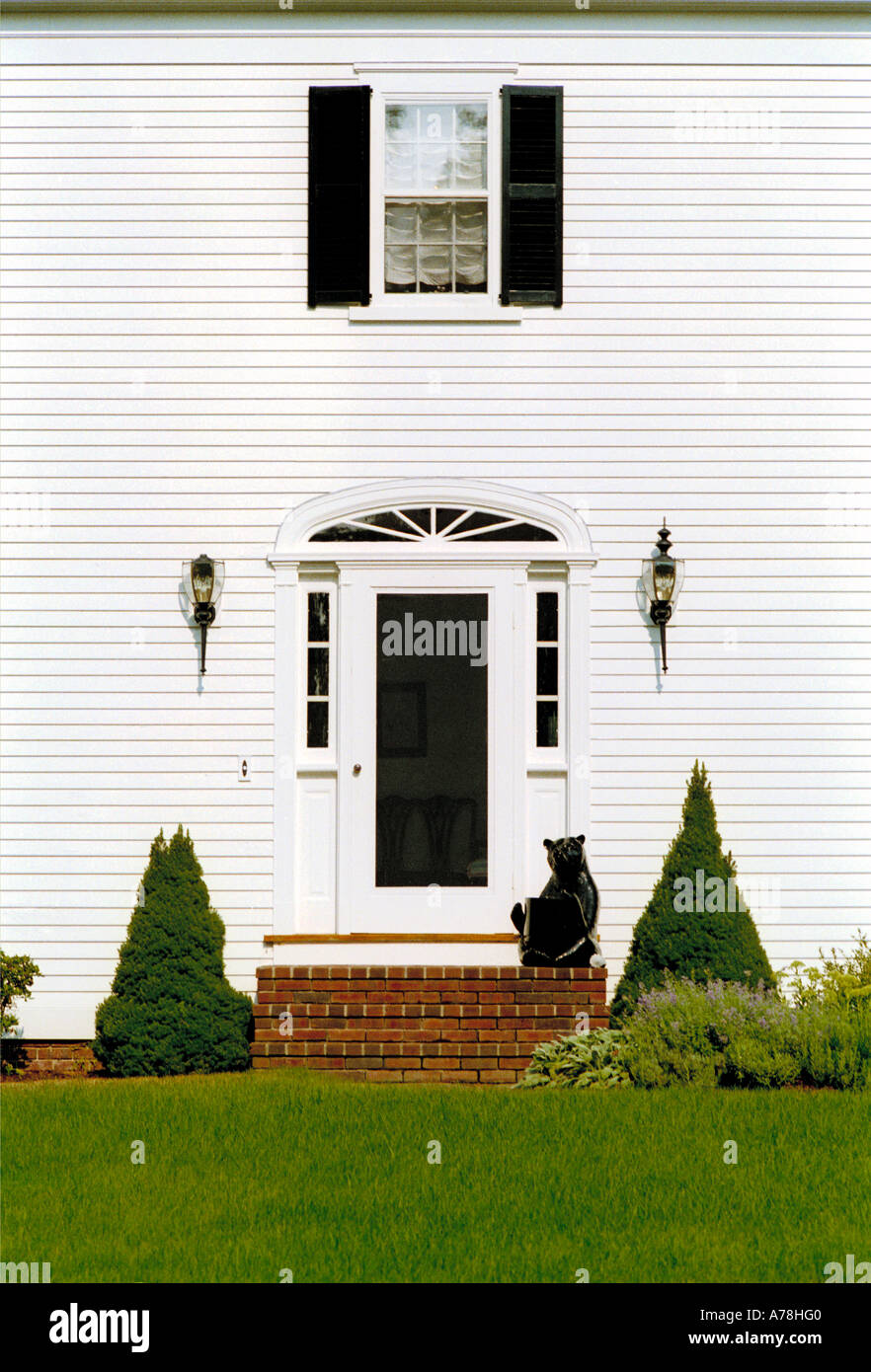 White clapboard house on Cape Cod, Massachusetts, USA Stock Photo