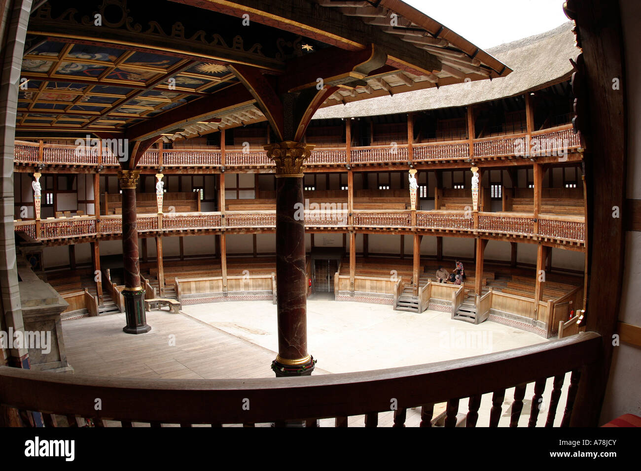 UK London Bankside Shakespeares Globe Theatre the auditorium Stock Photo