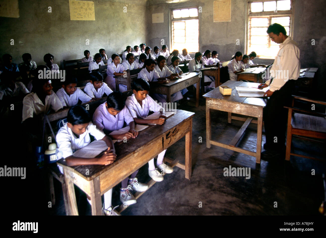 India Andaman Islands Havelock Number Three village education Secondary School class with teacher Stock Photo