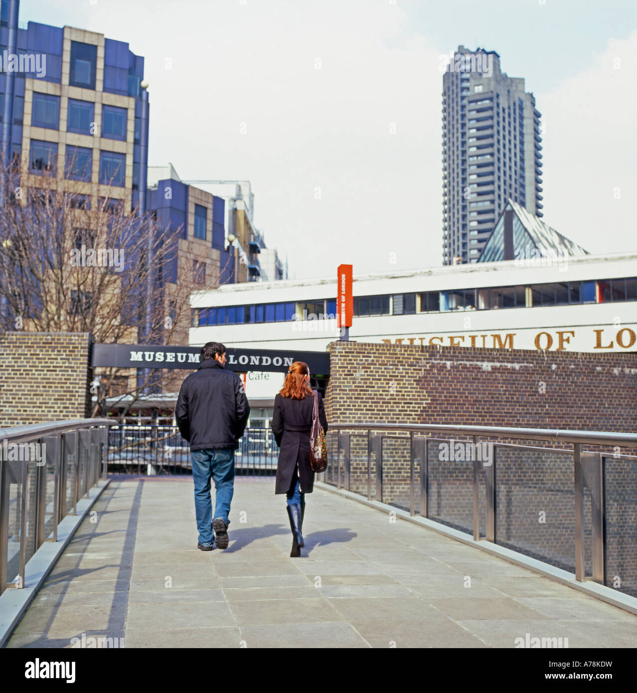 Pedestrians approaching Museum of London England UK Stock Photo