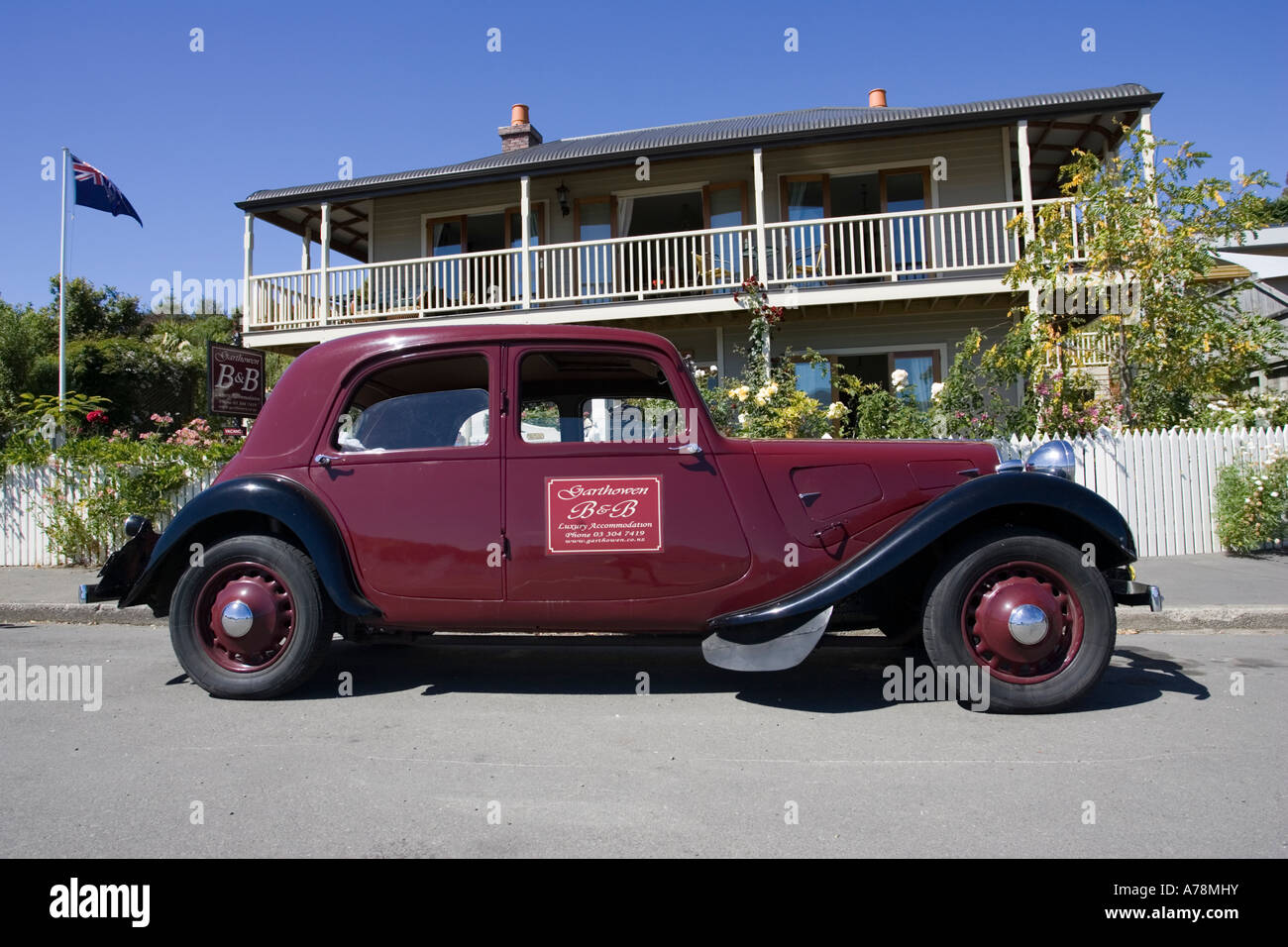 Vintage 1950s Maroon Citroen Traction Car Outside Garthowen Luxury B Stock Photo Alamy