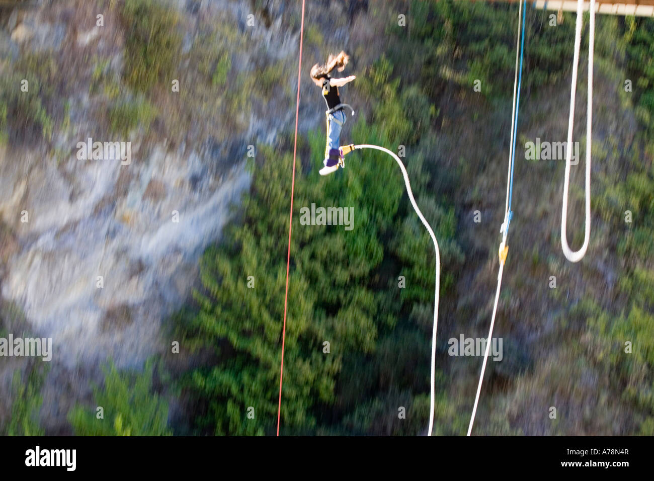 Woman jumping from Kawarau Bridge Bungy Bungee Queenstown South Island