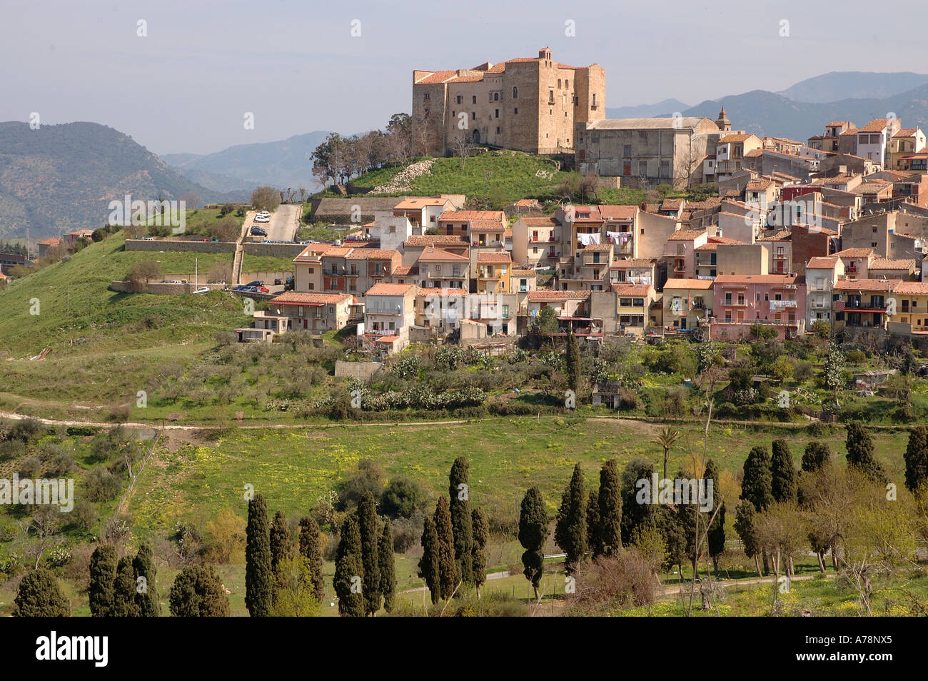 Castelbuono town in the mountains of northern Siciliy Stock Photo