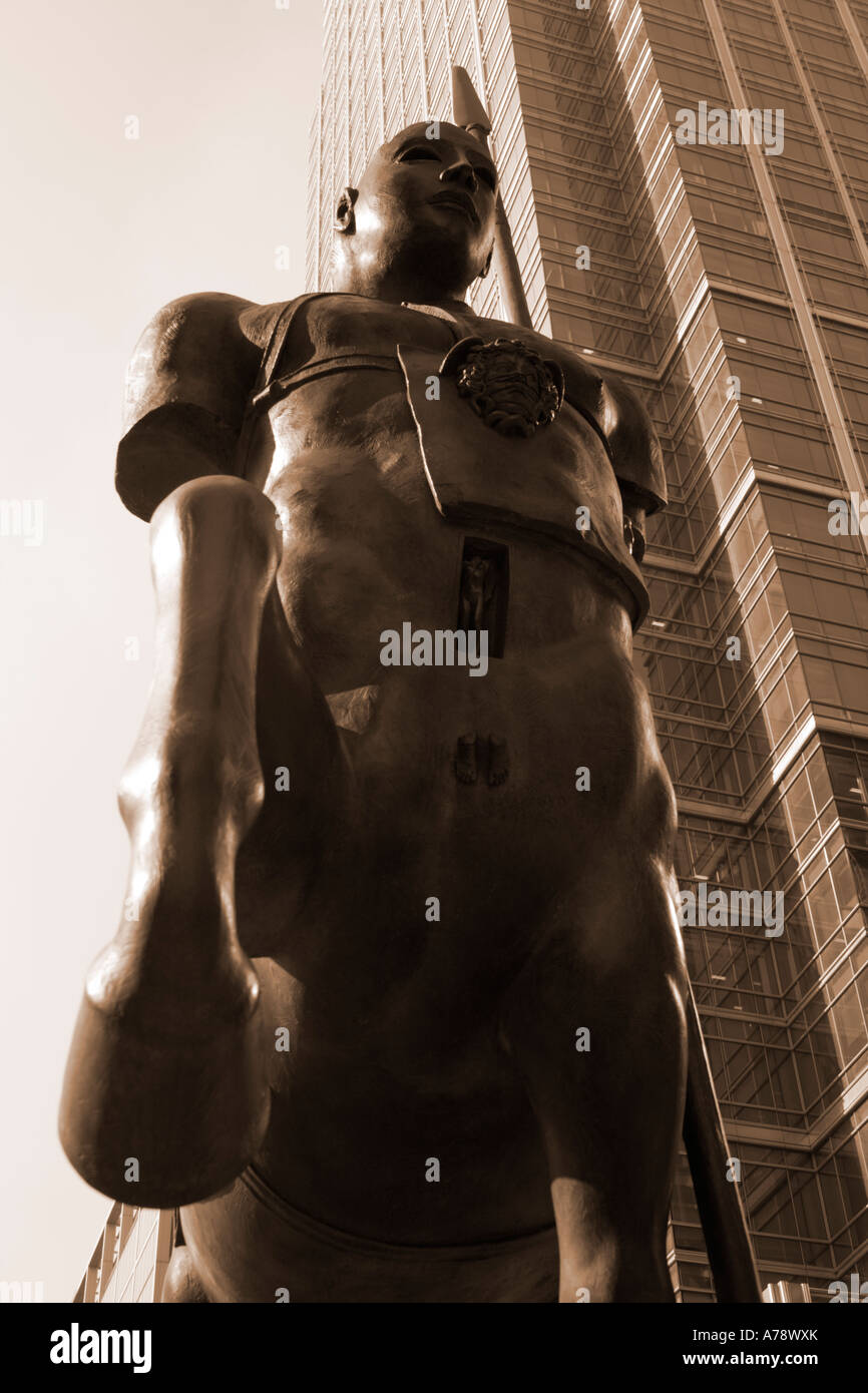 CENTAURO treated with sepia tint, accentuating the bronze quality of the sculpture by Igor   Mitoraj, at Canary Wharf. Stock Photo