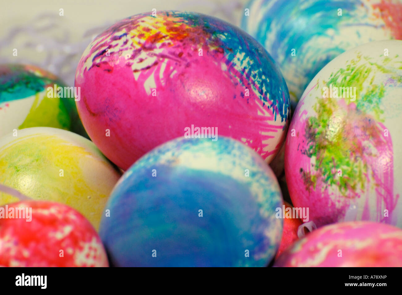 Multicolored Easter eggs Stock Photo