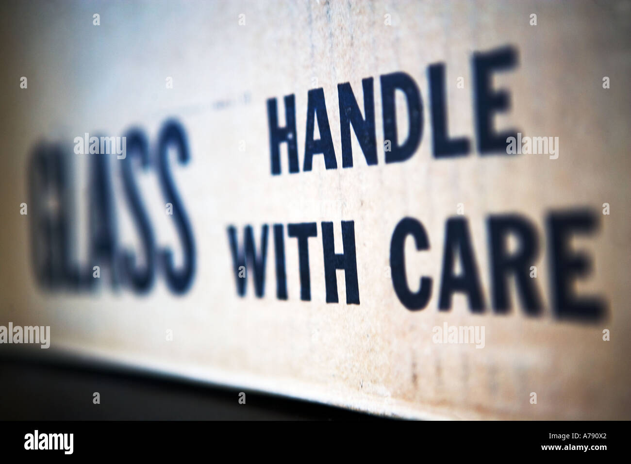 GLASS, HANDLE WITH CARE SIGN Stock Photo Alamy