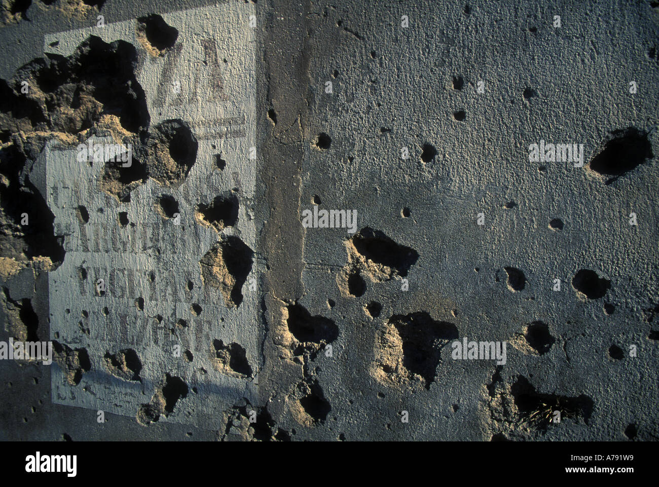 Bullet damage to a wall in Mostar Bosnia Stock Photo