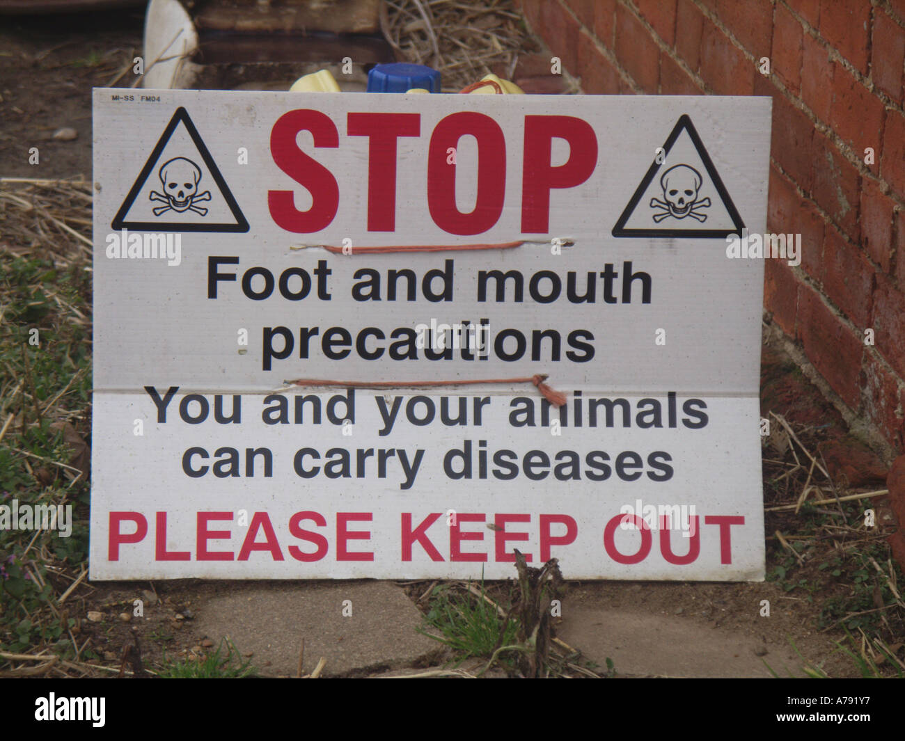 Stop Foot and Mouth precautions Suffolk England Stock Photo