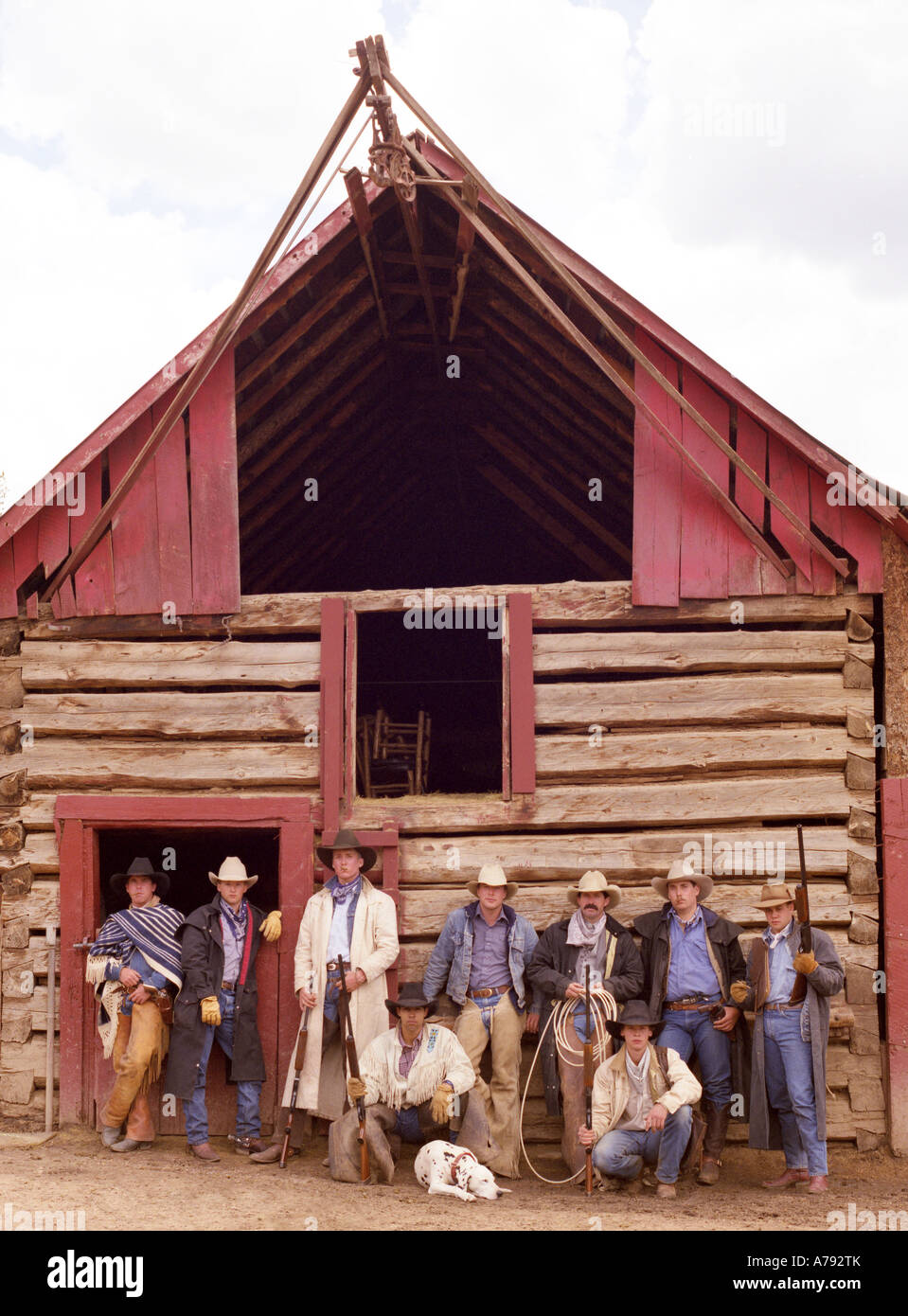 Ranch hands or cowboys at a Colorado guest dude ranch Stock Photo