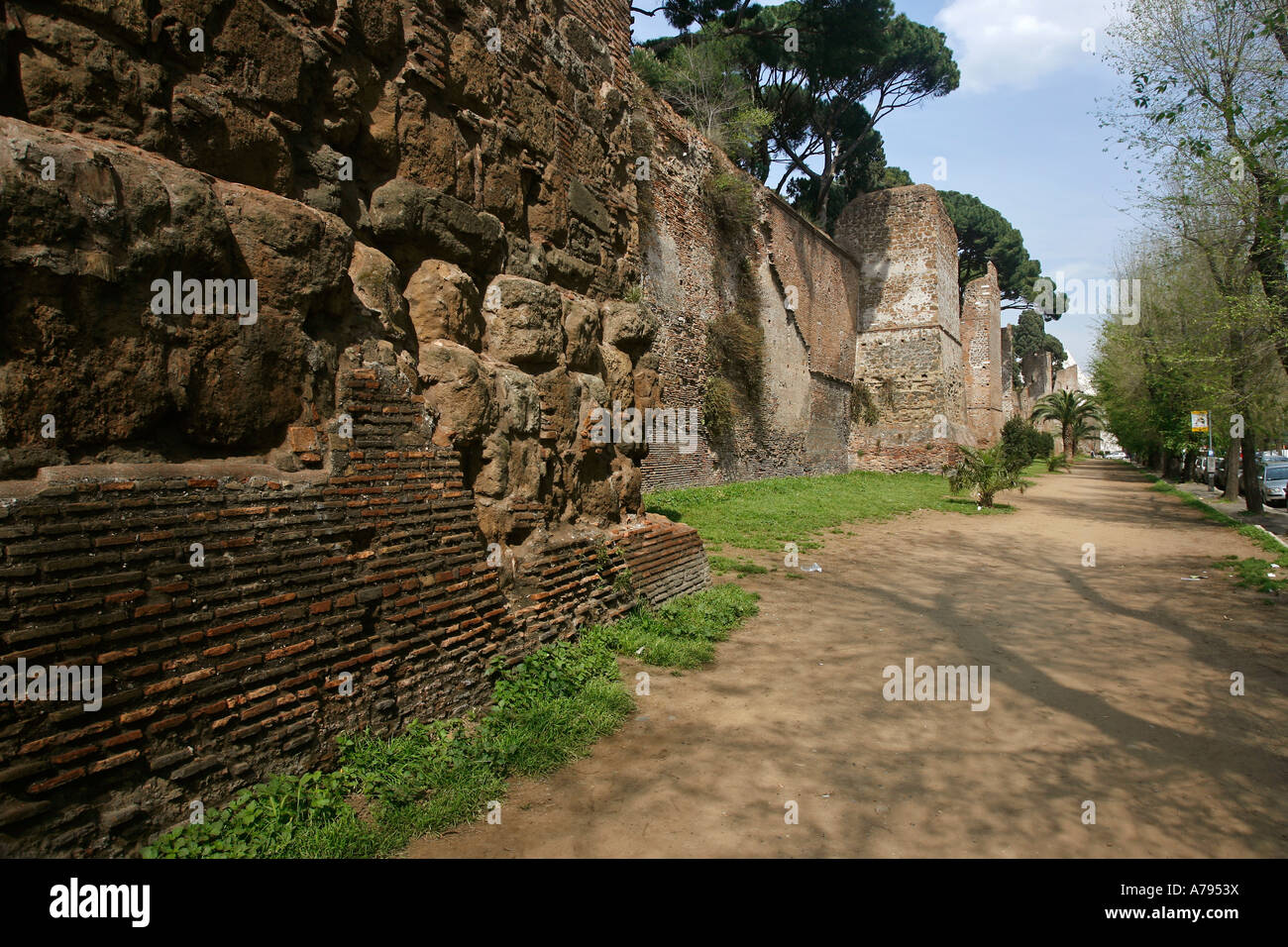 Aurelian Walls Viale del Campo Boario Rome Italy Europe Stock Photo