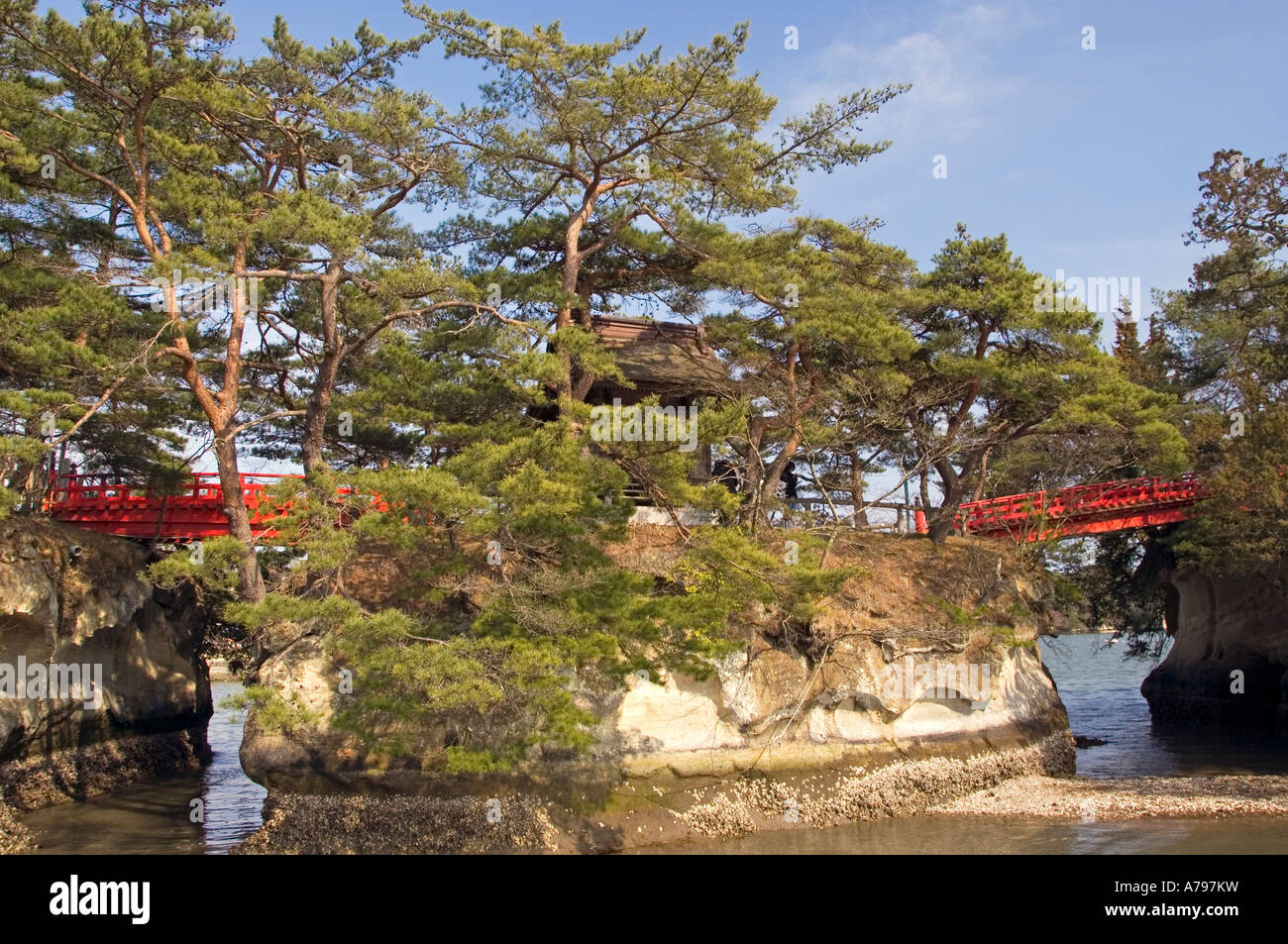 Red Bridge crossing to an island Matsushima Bay Japan Stock Photo - Alamy