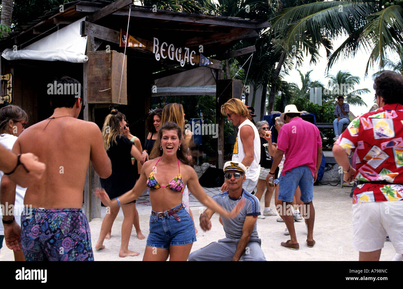 Music Dancing Florida bar cafe restaurant beach marine parade promenade sea front beach Stock Photo
