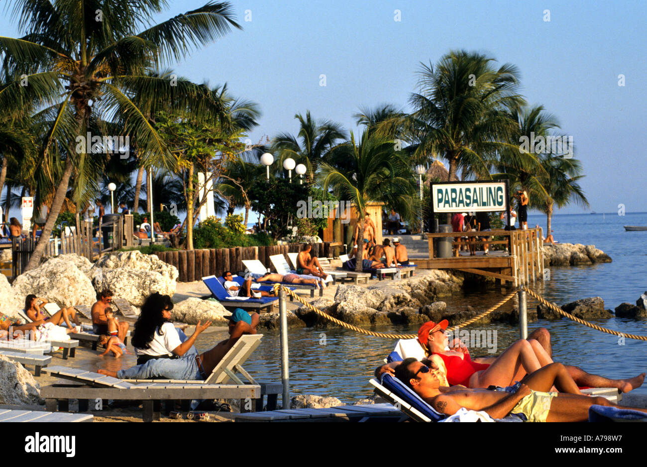 Florida Keys bar cafe restaurant beach marine parade promenade sea front beach Stock Photo