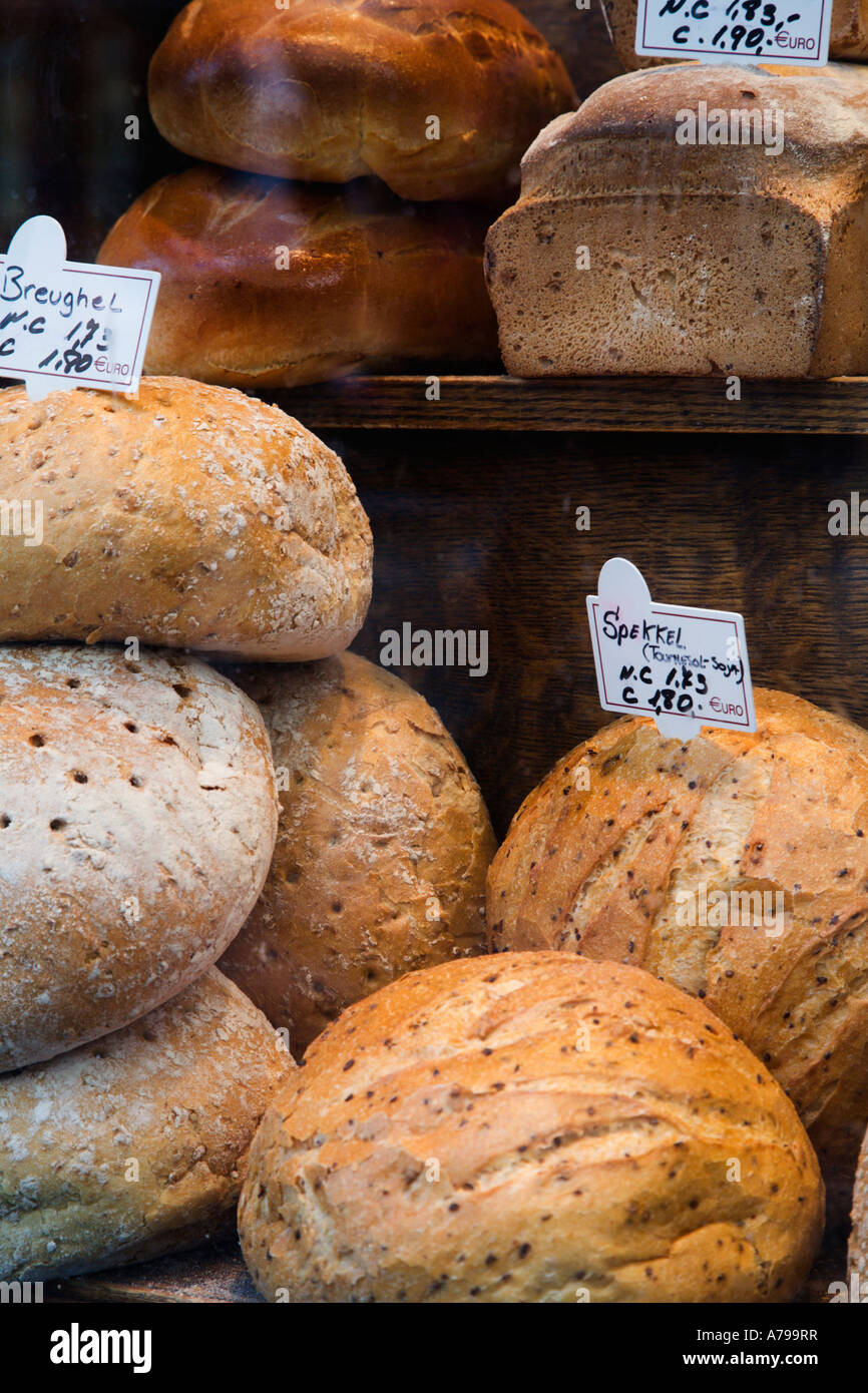Loaves of Bread in a Brussels Shop Window Belgium Stock Photo Alamy