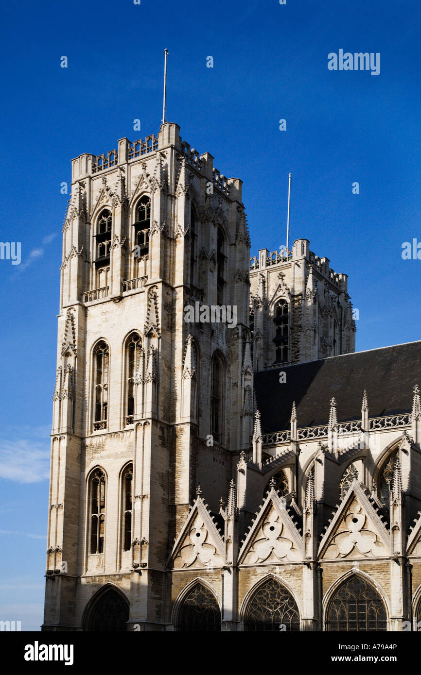 The Cathedrale Sts Michel et Gudule in Brussels on a sunny autumn day Brussels Belgium Stock Photo