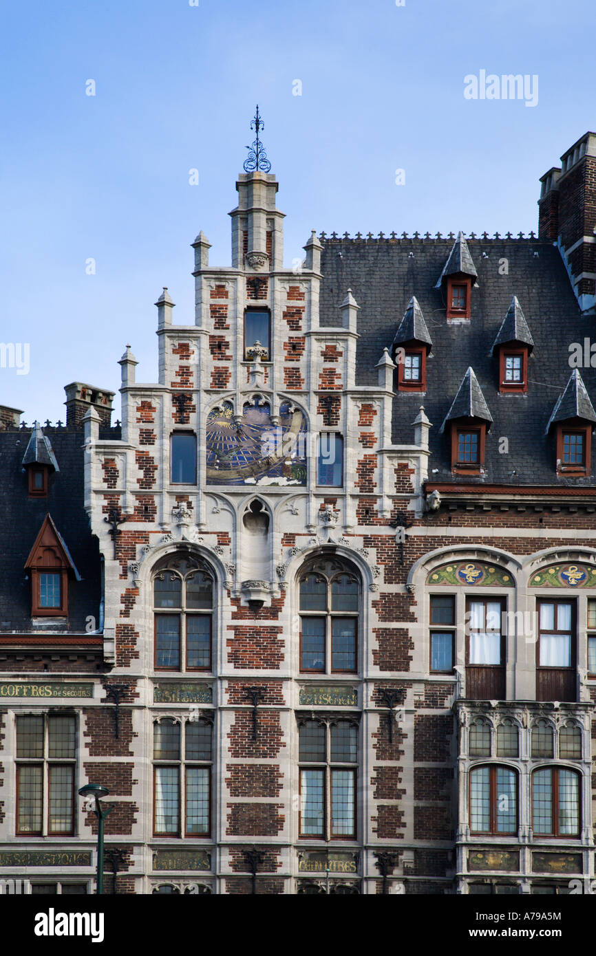 Architecture detail at the former de Cleves Ravenstein Mansion on rue Ravenstein in Brussels Stock Photo