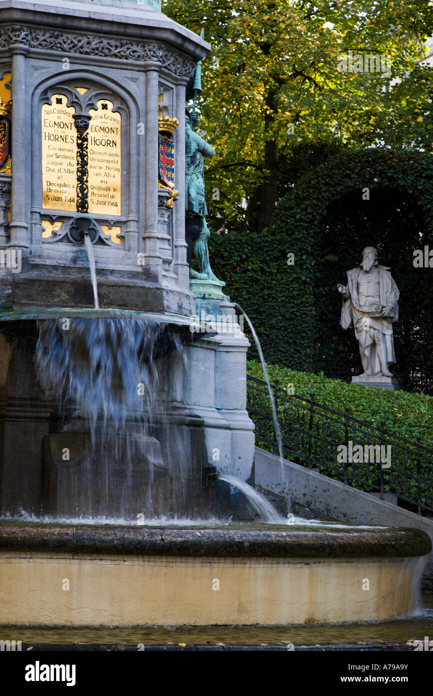 Egmont and Hornes Fountain and Statue in Place du Petit Sablon Brussels