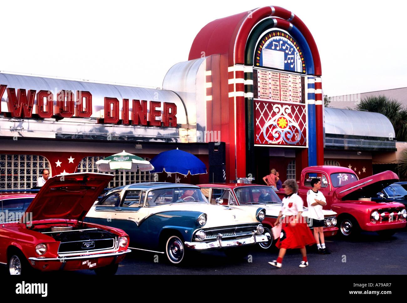 Classic Car Hollywood Diner Orlando Florida old timers Stock Photo