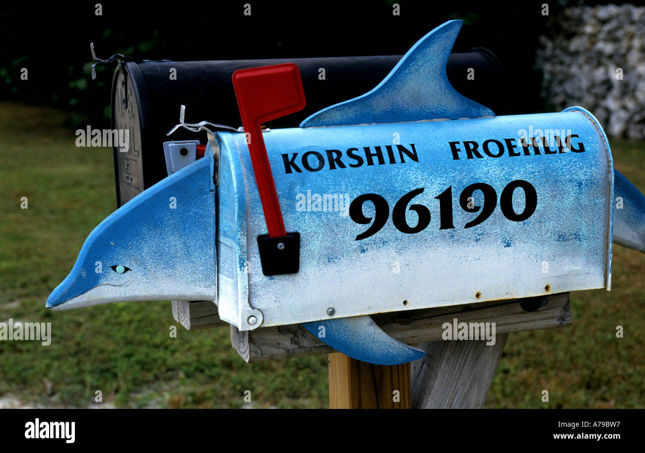 Florida letter box mailbox mail pillar post box shark fish Stock Photo -  Alamy